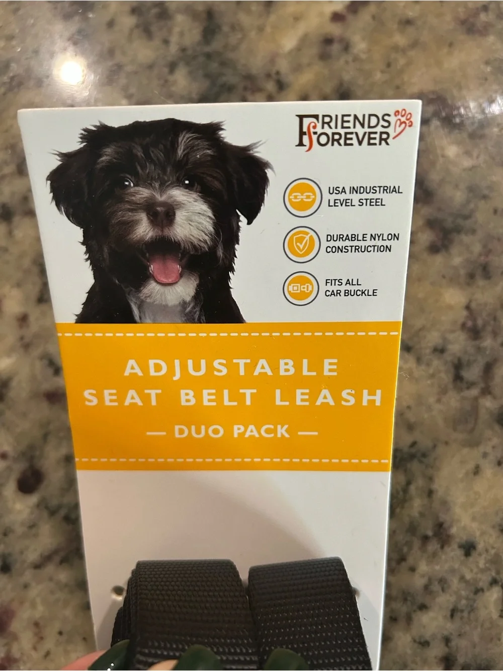 FRIENDS Black Dual Dog Seat Belt Straps with Metal Clips